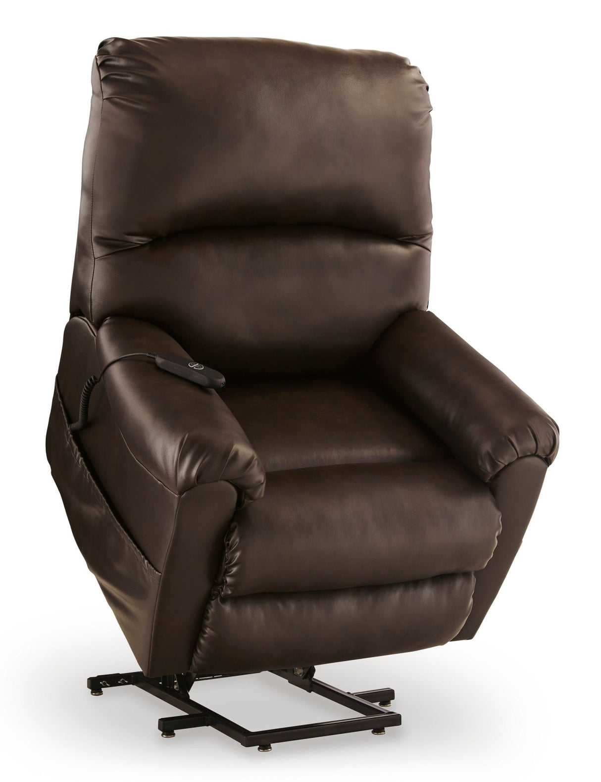 Ashley Chocolate Shadowboxer Power Lift Recliner - Faux Leather | Home Elegance USA