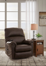 Ashley Chocolate Shadowboxer Power Lift Recliner - Faux Leather | Home Elegance USA