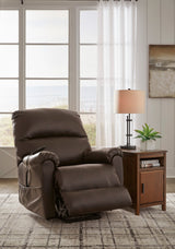 Ashley Chocolate Shadowboxer Power Lift Recliner - Faux Leather | Home Elegance USA