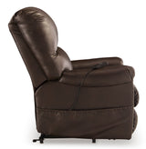 Ashley Chocolate Shadowboxer Power Lift Recliner - Faux Leather | Home Elegance USA