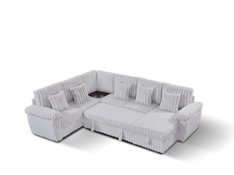 110-inch U-shaped corduroy super soft sectional sofa with storage and pull-out bed, corner coffee table with cup holder and USB port; suitable for living room, comfortable corduroy sectional sofa - sold by Home Elegance USA