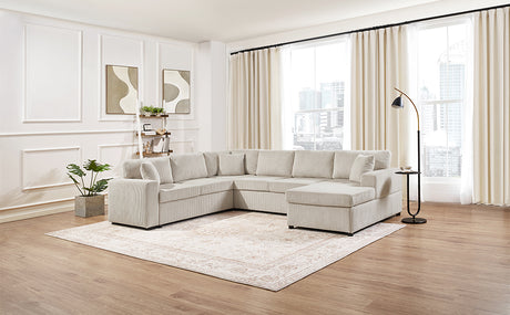 Oversized Sectional Sofa 115.3' U-Shaped Sofa with Chaise Lounge and Three Soft Throw Pillows, Light Gray Corduroy, 115.3' x 90.5' - sold by Home Elegance USA