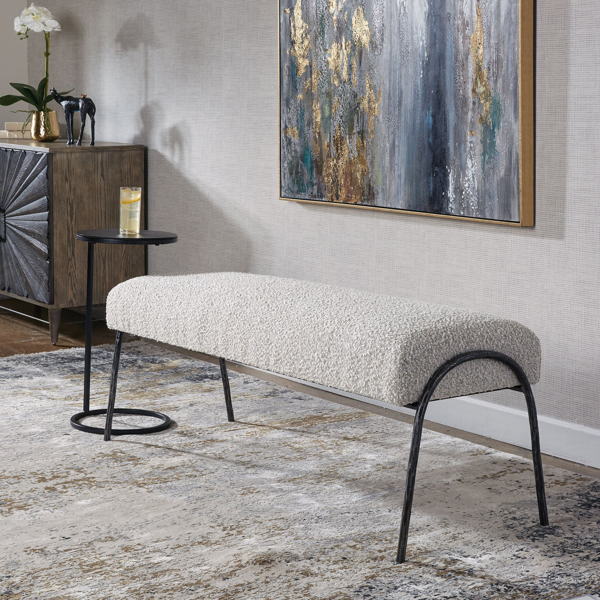 Jacobsen Modern Bench - Light Gray by Uttermost - View 2