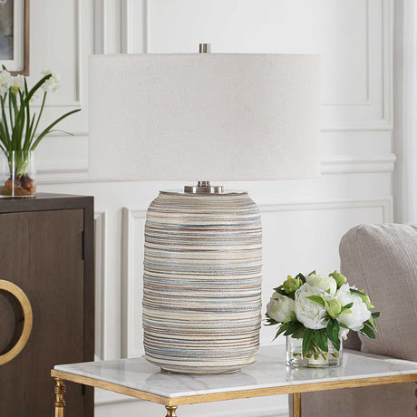 Prospect Ceramic Large Table Lamp - Gray by Uttermost - View 3