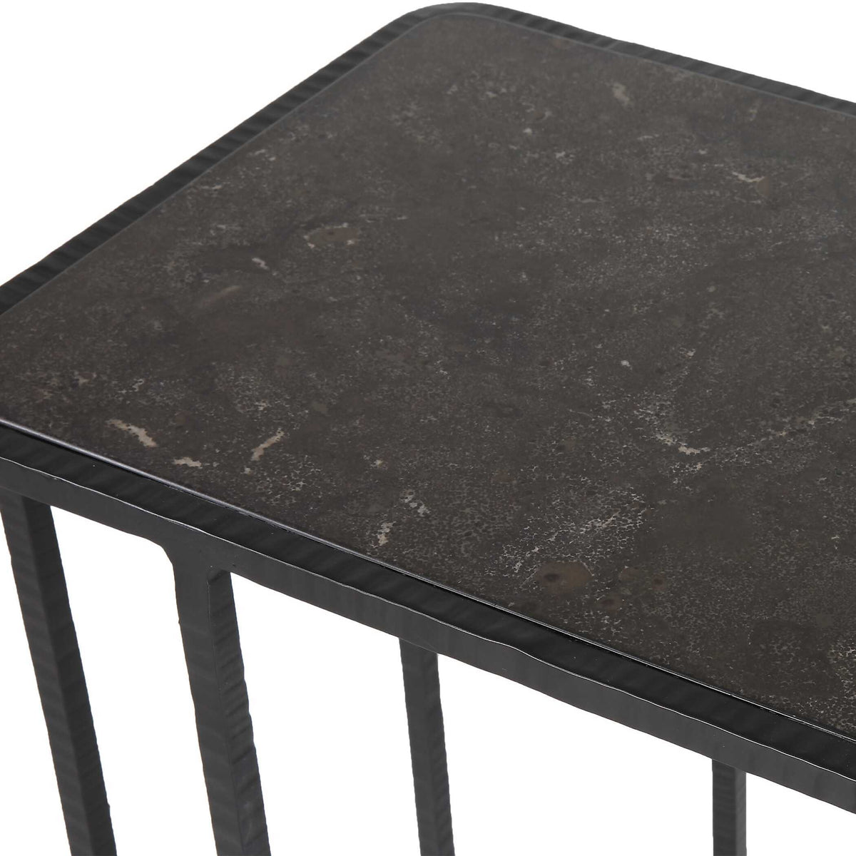 Cavern Stone & Iron Accent Table - Black by Uttermost - View 5