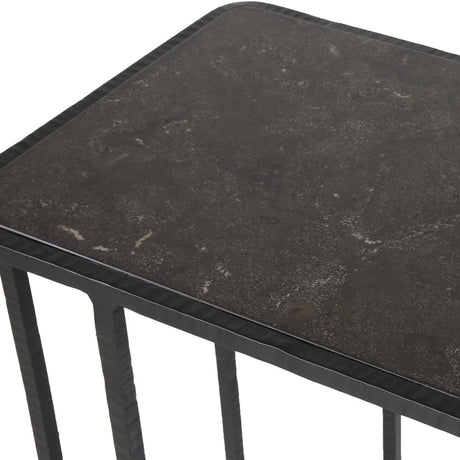 Cavern Stone & Iron Accent Table - Black by Uttermost - View 5