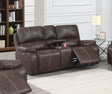 Modern Style 1pc Power Reclining Loveseat Cup Holder Built In USB Port Leather Upholstered Chocolate Finish Primary Living Room Furniture