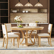 TREXM 5-Piece Retro Functional Dining Table Set Extendable Round Table and 4 Upholstered Chairs for Dining Room and Living Room (Natural) - sold by Home Elegance USA