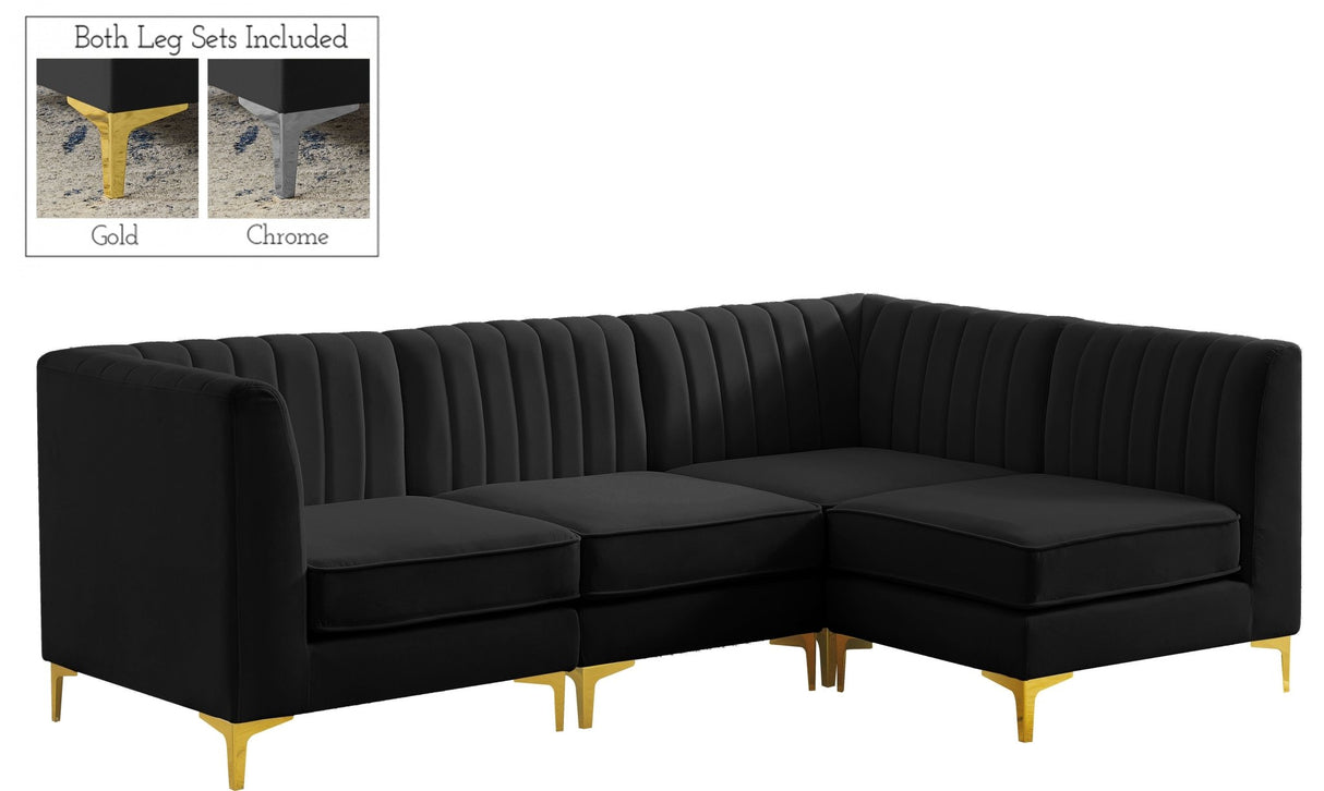 Alina - Modular Sectional - Black - Fabric - 604Black - Sec4A - Home Elegance USA - 1