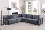 120' length , Fashionable modular sofa with iron and wood frame chenille sofa, Dark Gray ,uitable for living room
