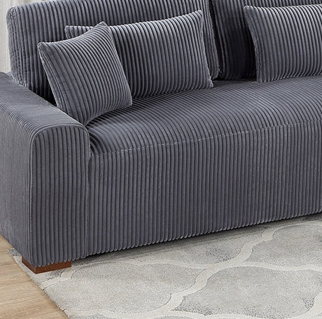 Modern 2pc Sectional Set XL Plush Corduroy Fabric Dark Gray LAF Sofa RAF Chaise Living Room Couch - sold by Home Elegance USA