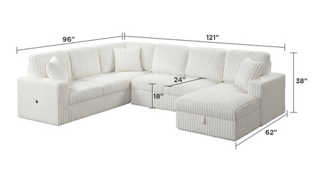 Grande Modern Style Sectional Sofa with USB-C, Sleeper Function & Storage Made with wood in Cream(CA INVENTORY) - sold by Home Elegance USA