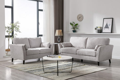 Damian Light Gray Velvet Fabric Sofa Loveseat Living Room Set | Home Elegance USA