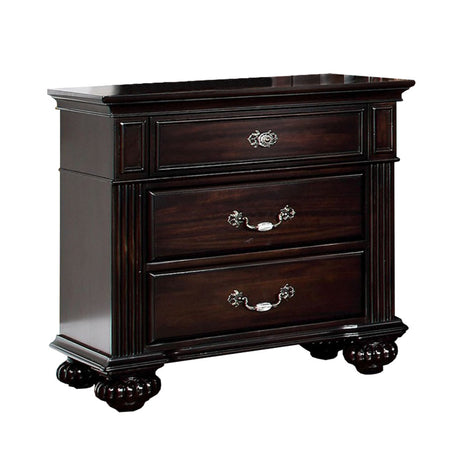 Syracuse Traditional Style Beautiful Nightstand, Dark Walnut