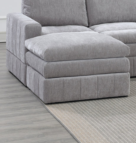 Contemporary 5pc Set Modular Sectional Set 1x One Arm Chair / Wedge 2x Armless Chair 2x Ottoman Granite Color Morgan Fabric Plush Living Room Furniture - sold by Home Elegance USA