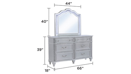 Mystic Contemporary Style Upholstered LED headboard King 5PC Bedroom Set made with Wood in Silver(CA Inventory) - sold by Home Elegance USA