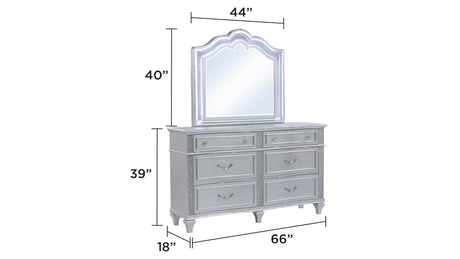 Mystic Contemporary Style Upholstered LED headboard King 4PC Bedroom Set made with Wood in Silver(NJ Inventory) - sold by Home Elegance USA