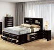 Contemporary Eastern King Size Bed 2x Nightstands Headboard Bookcase Black Color 3pc Set Bedroom Furniture - sold by Home Elegance USA