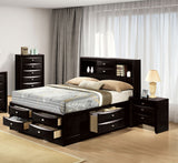 Contemporary Eastern King Size Bed 2x Nightstands Headboard Bookcase Black Color 3pc Set Bedroom Furniture