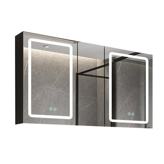 50x30 Inch LED Bathroom Medicine Cabinet Surface Mount Double Door Lighted Medicine Cabinet, Medicine Cabinets for Bathroom with Mirror Defogging, Dimmer Black - W995S00055 - image - 1