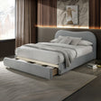 Light Gray Velvet Upholstered 1pc Queen Size Bed Curved Design Headboard Storage FB Bedroom Furniture Bedframe