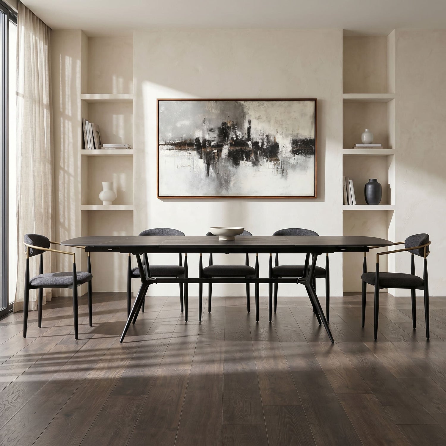 Modrest Suzie - Modern Ceramic + Black Ash Extendable Dining Table
