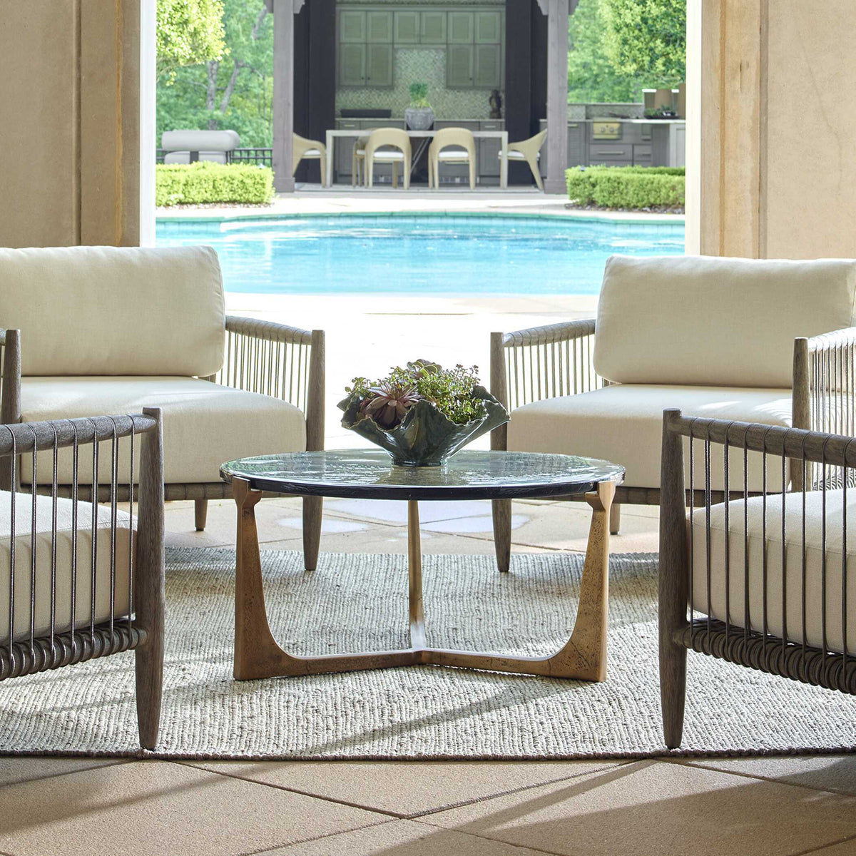 Bohdi Outdoor Coffee Table Brass / Black - Gold / Black by Uttermost - View 2