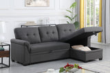 Lucca Dark Gray Linen Reversible Sleeper Sectional Sofa with Storage Chaise - Home Elegance USA