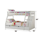 Jason White Finish Twin/Full Bunk Bed W/Trundle & Storage - sold by Home Elegance USA