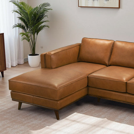 Chase Genuine Leather Sectional Left Facing Sofa Tan Leather 90.90 inches - sold by Home Elegance USA