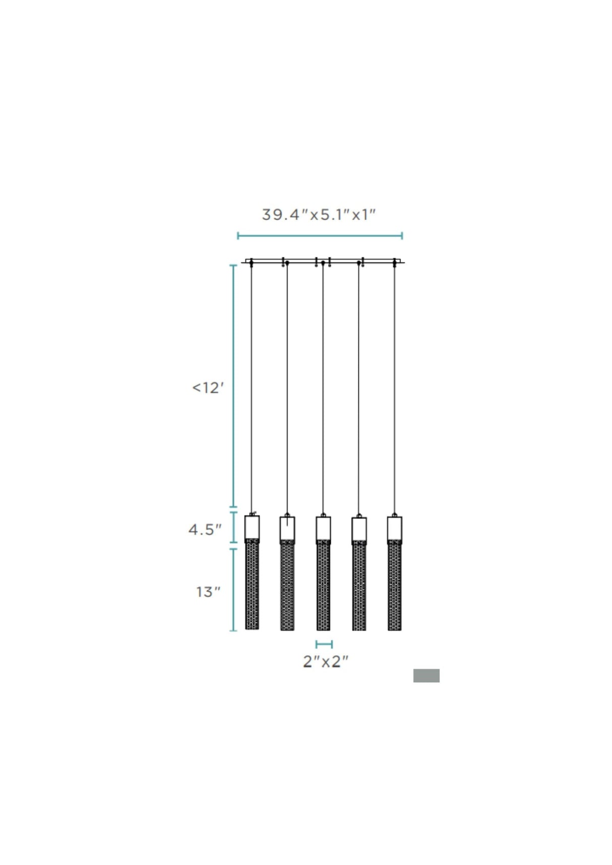 Acrylic Cylinder Chandelier // 5 Light  | Finesse