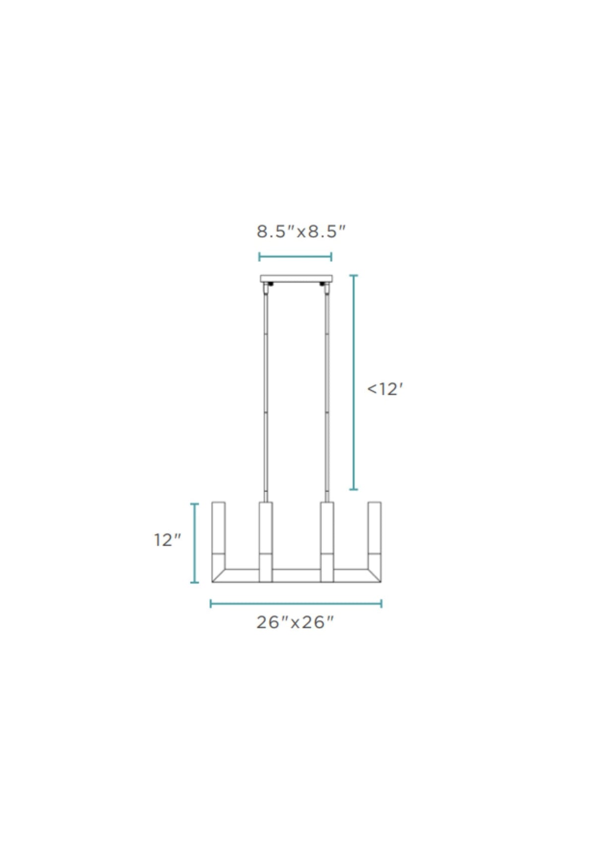 8 Light Square Crystal Dianyi LED Chandelier // Silver  | Finesse -  Home Elegance USA