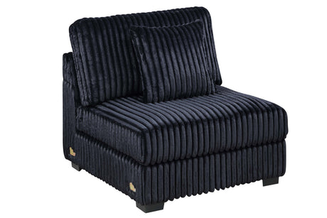 Contemporary Style 6-PC Modular Sectional Sofa Set Black Finish Corduroy Upholstered Living Room Plush Sofa Chaise Couch - sold by Home Elegance USA