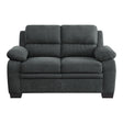 Comfortable Plush Seating Loveseat 1pc Dark Gray Textured Fabric Channel Tufting Solid Wood Frame Modern Living Room Furniture