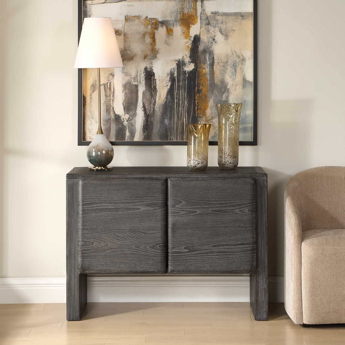 Bierk 2 Door Cabinet Dark Stain - Black by Uttermost - View 2