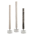 Makira Cylindrical Sculptures (Set of 3) - Silver / White by Uttermost - View 1