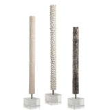 Makira Cylindrical Sculptures (Set of 3) - Silver / White by Uttermost - View 1