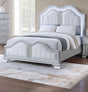 Contemporary Elegant Look Unique Design Eastern King Size Bed Silver Finish Built In USB 1pc Bedroom Bed