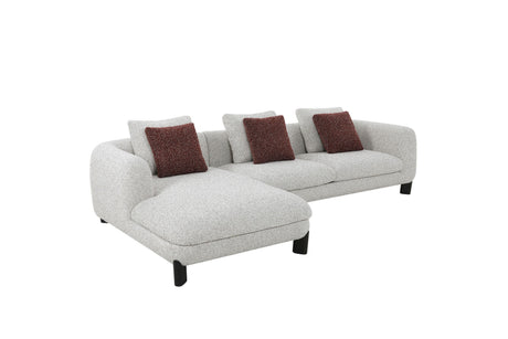 Mardi Maroon & Beige Tweed Sectional Sofa w/3 Pillows - sold by Home Elegance USA