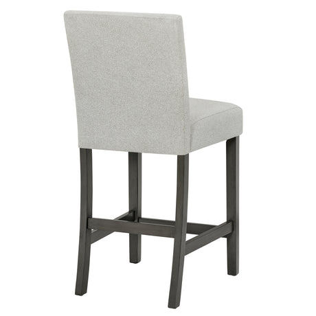 Selena 7-Piece 60' Gray Faux Marble Counter Height Dining Set with Storage Shelf & Light Gray Upholstered Chairs - sold by Home Elegance USA