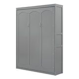 Queen Size Murphy Bed Wall Bed with Shelves,Gray - Home Elegance USA