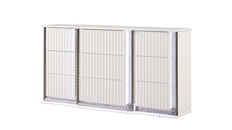 Fabio Contemporary Style 6-Drawer Dresser Made with Diamond-Patterned Side Accents with LED Lighting and Wood in White Finish(INCLUDES DRESSER ONLY)  same as B009P309318 (CA inventory)
