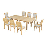 TOPMAX Rustic Extendable Dining Table Set with Removable Leaf, 6 Upholstered Armless Dining Chairs and 2 Padded Arm Chairs, Natural