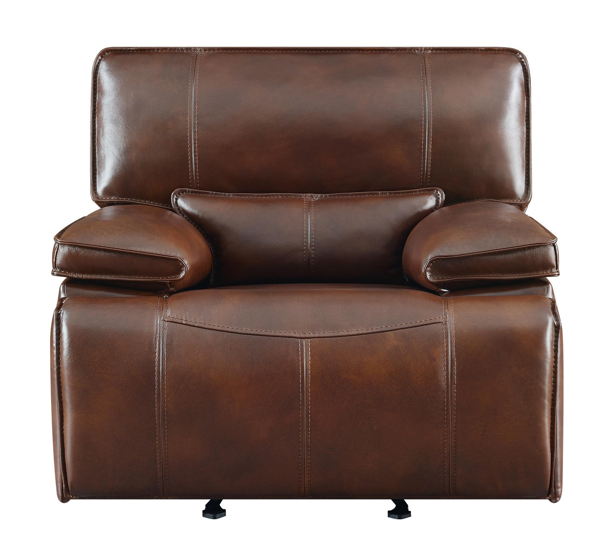 Modern Saddle Brown Top Grain Leather Match Power Glider Recliner Coaster 610413P Southwick - Home Elegance USA