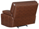 Modern Saddle Brown Top Grain Leather Match Power Glider Recliner Coaster 610413P Southwick - Home Elegance USA