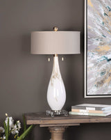 Cardoni Glass Table Lamp - White / Beige by Uttermost - View 3