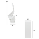 White Flame Floor Sculpture With Black Stand, 65" Tall  | Finesse -  Home Elegance USA