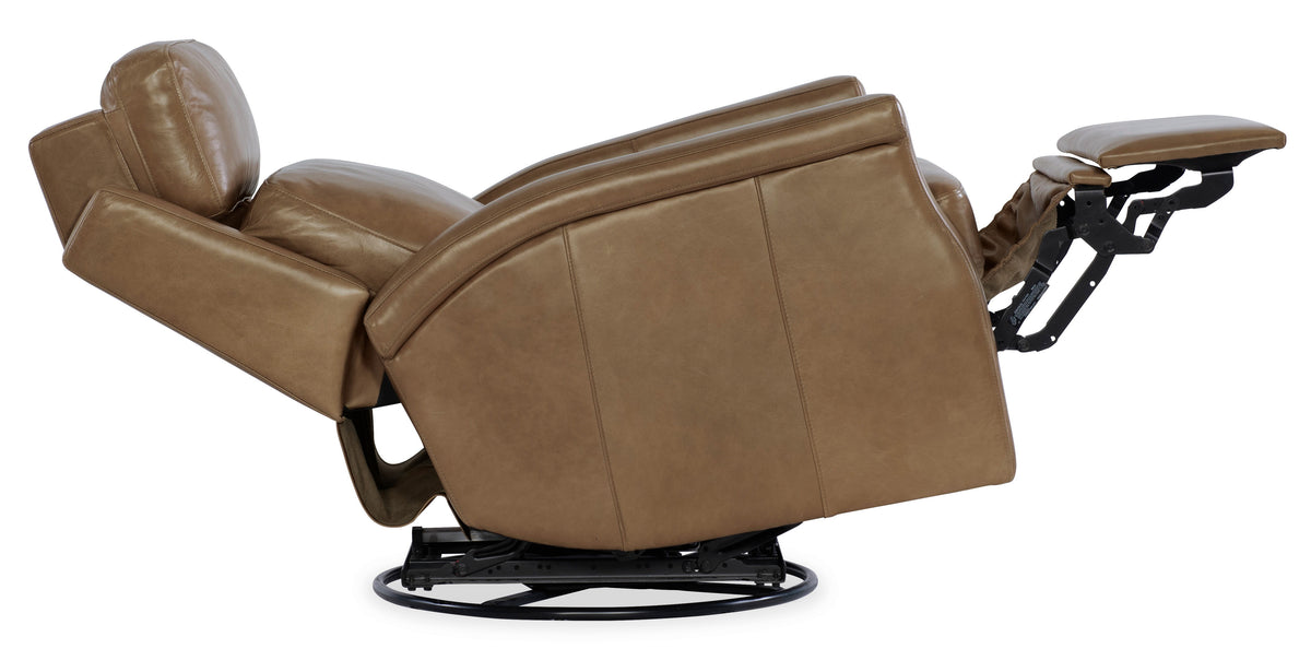 Kaufman ZG Swivel Power Recliner With Pop-Up Headrest - Light Brown by Hooker Furniture - View 8