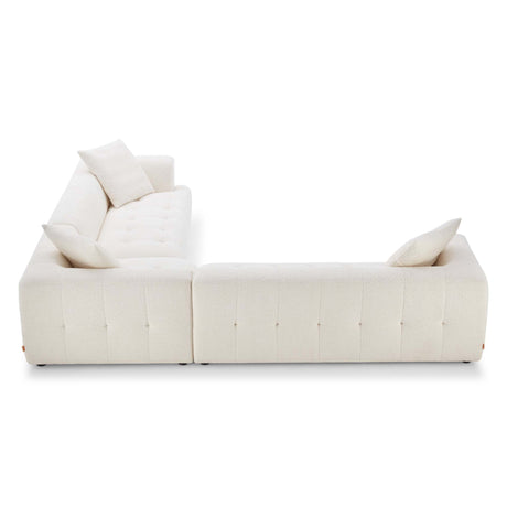 Kaynes Ivory Boucle Corner Sofa with Durable Upholstery and Solid Wood Legs - sold by Home Elegance USA