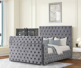 Encore Modern Style Tufted and Upholstered Queen Bed made with wood in Gray(CALIFORNIA Warehouse Inventory)